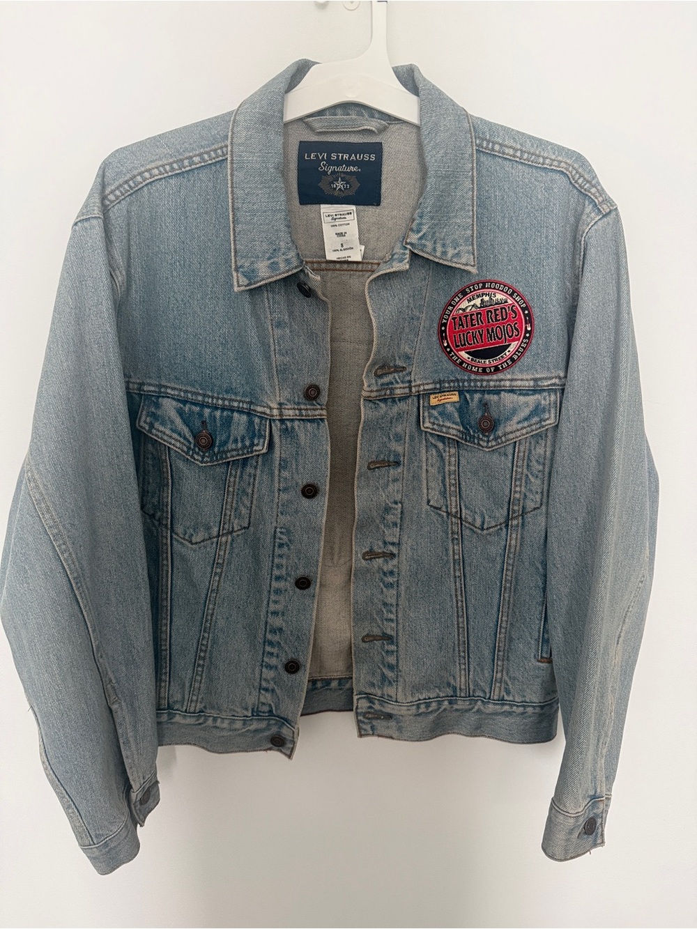Levi's Light Blue Denim Jacket with custom patchwork